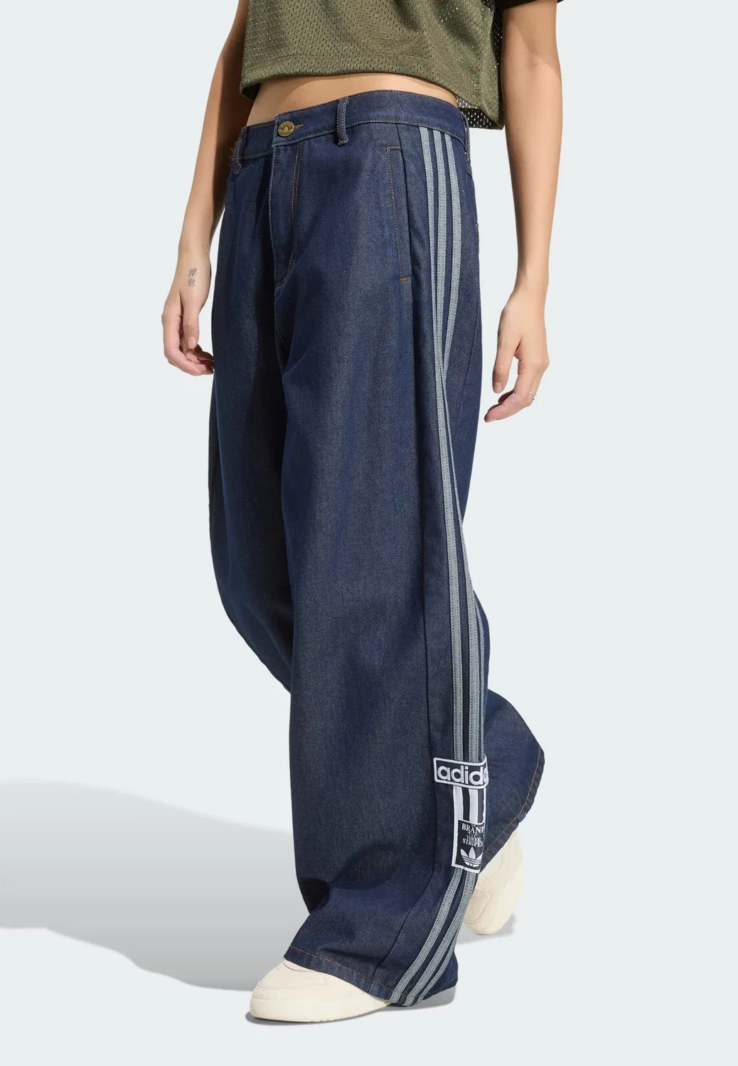 Джинсы Adidas Originals Wide leg Jeans Adibreak темно-синего цвета — фото 2