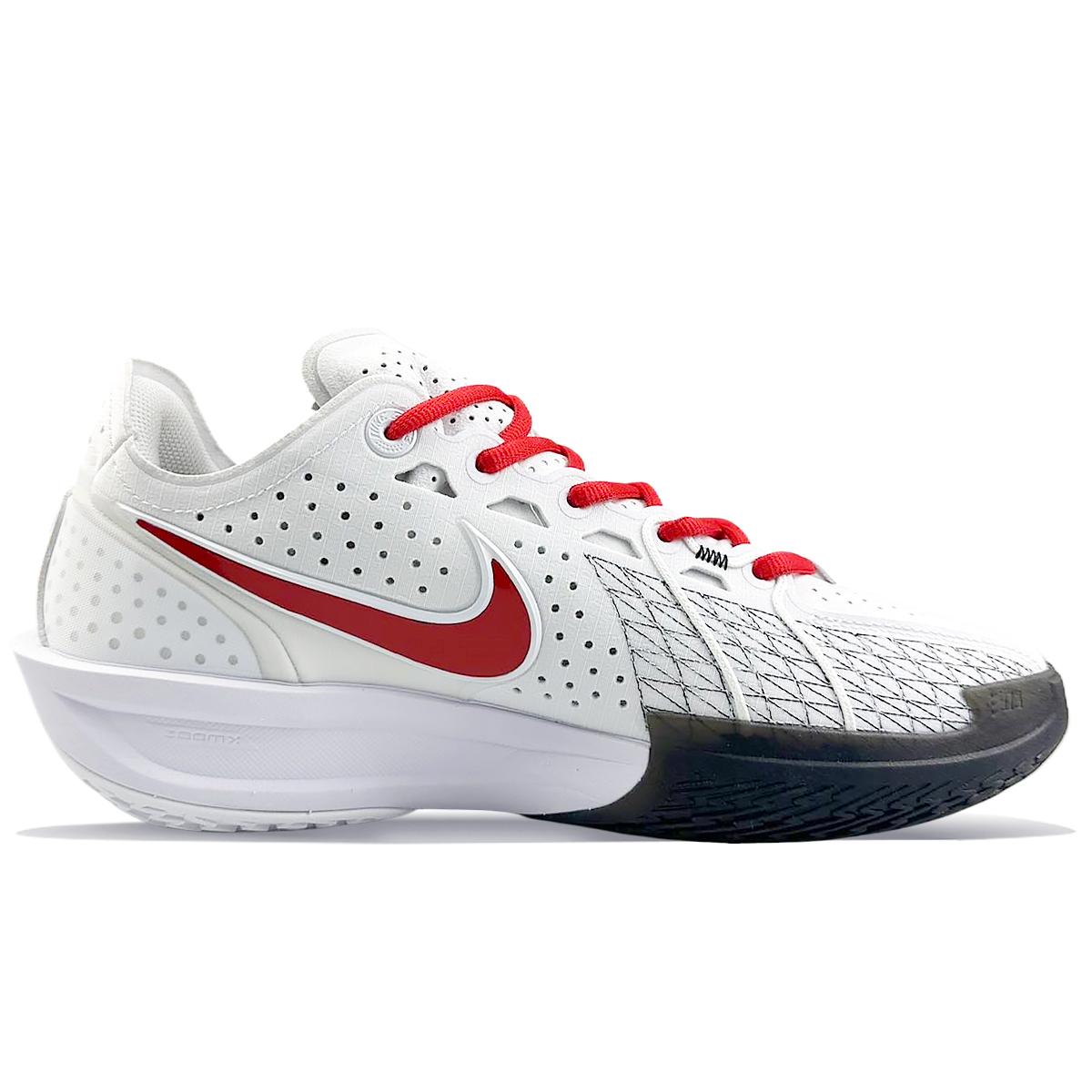 Nike Air Zoom G.T. Cut 3 Прочная Дышащая Влагоотводящая Низкая Баскетбольная Обувь Унисекс Черный Белый Красный — фото 3