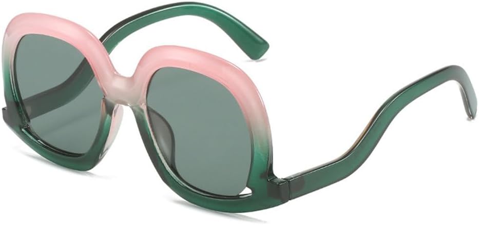 

Модные солнцезащитные очки неправильной формы для женщин и мужчин, винтажные женские солнцезащитные очки, трендовые женские очки UV400, зелено-розовые, один размер TYUVIVO, Green Pink