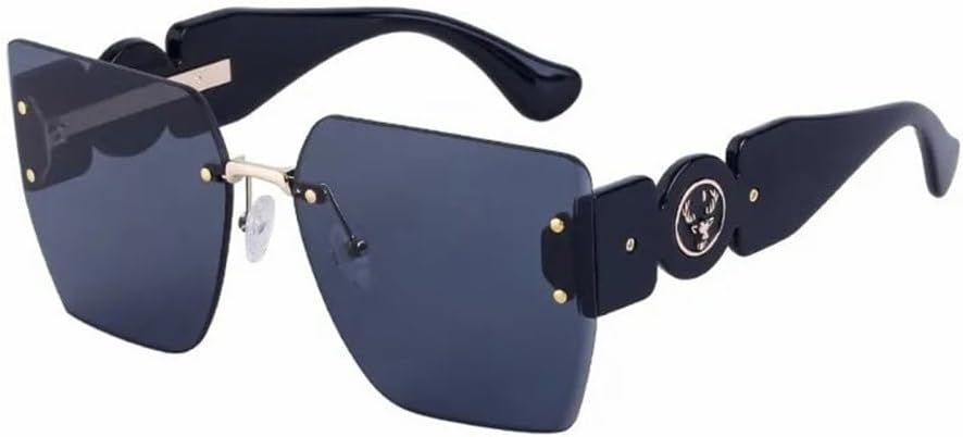 

Большие безрамочные солнцезащитные очки для женщин, роскошные солнцезащитные очки без оправы для мужчин и женщин, очки с защитой от УФ-излучения UV400 LVTFCO, Gold Black