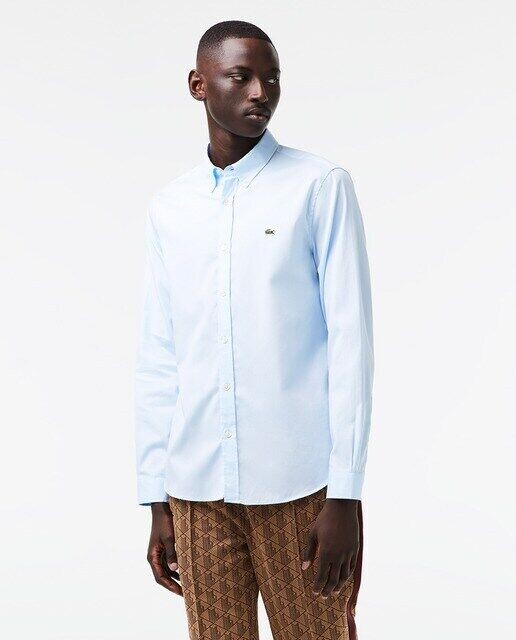 

Обычная мужская рубашка из хлопка премиум-класса Lacoste, синий