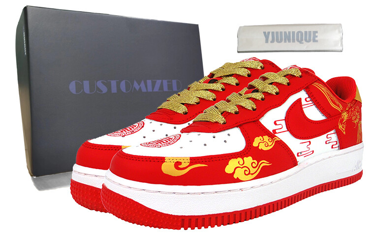 

Кроссовки Nike Air Force 1 Skateboarding Shoes Unisex Low-top Gold, красный