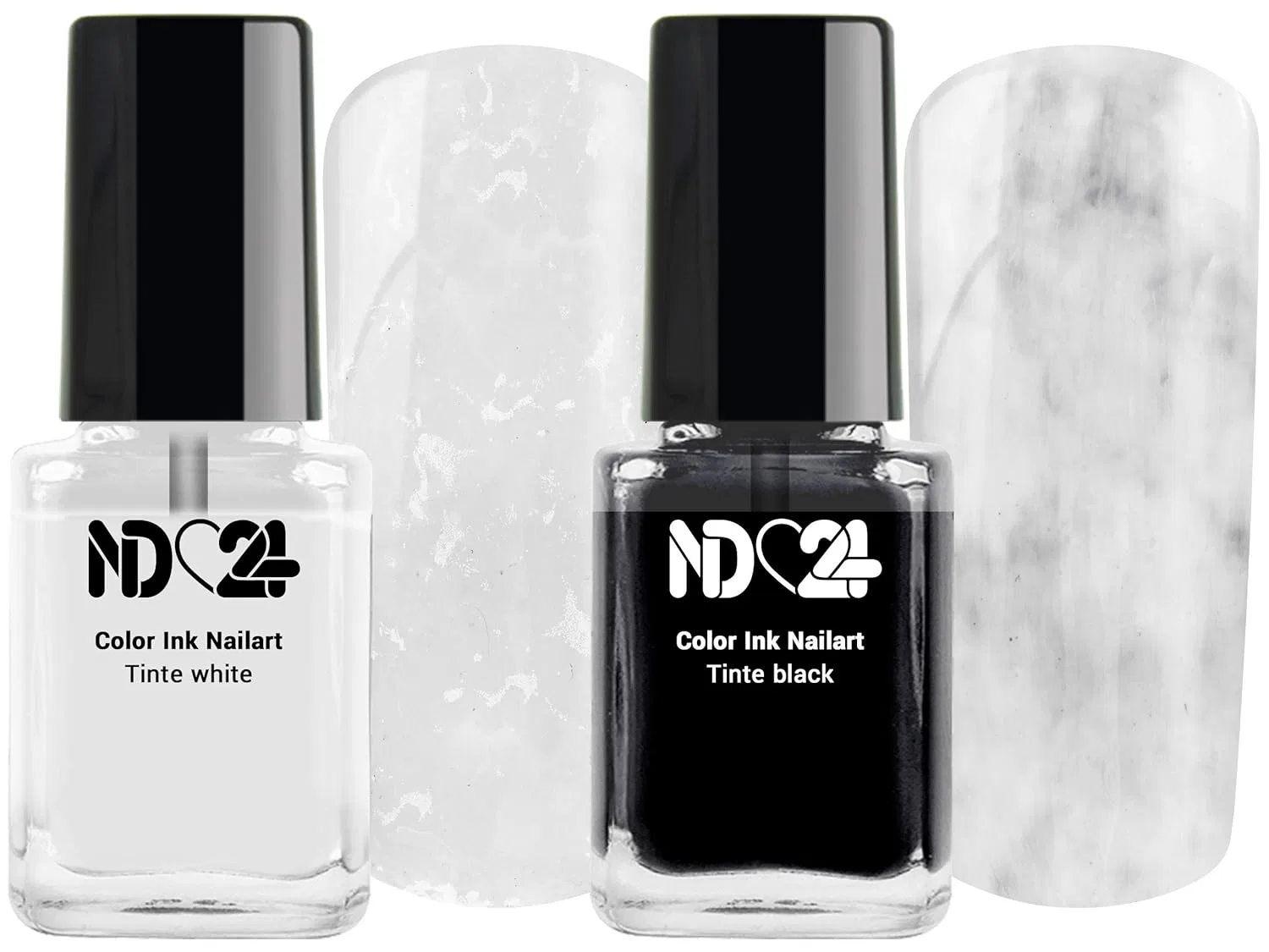 Набор чернил для нейл-арта Colour Ink: белый + черный (2 x 12 мл) Nd24 Naildesign, Black & White