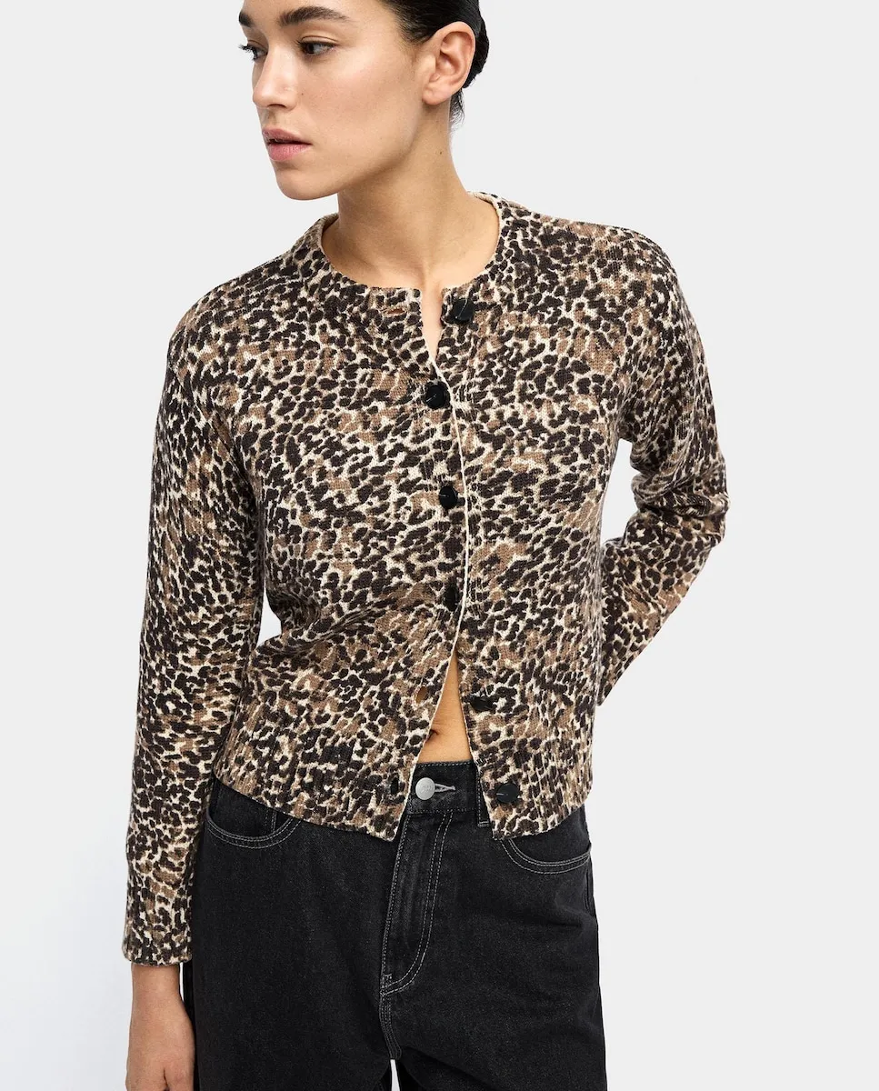 

Женский вязаный кардиган с длинными рукавами, пуговицами и принтом «анимал» Parfois, мультиколор