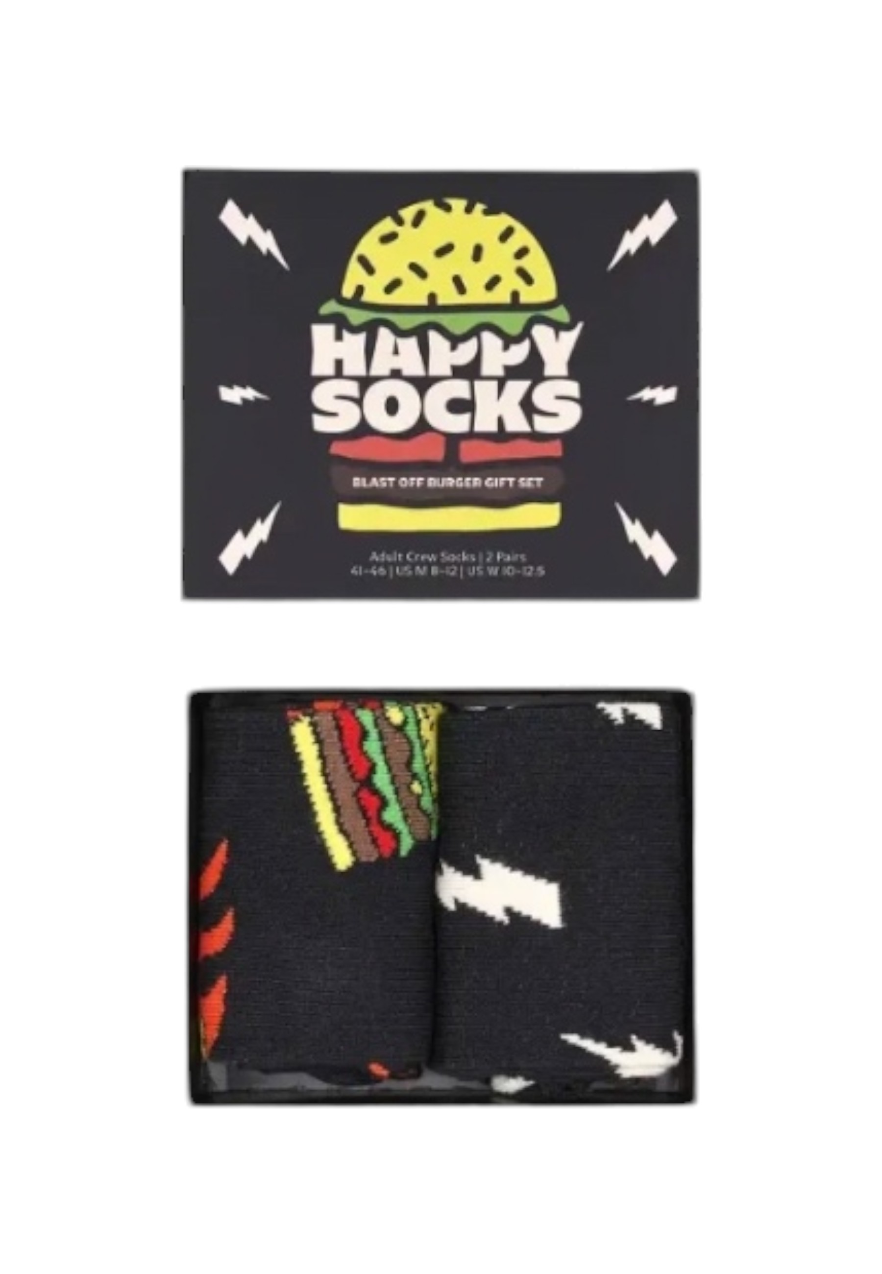 

Носки мужские Happy Socks с принтом гамбургер, черный