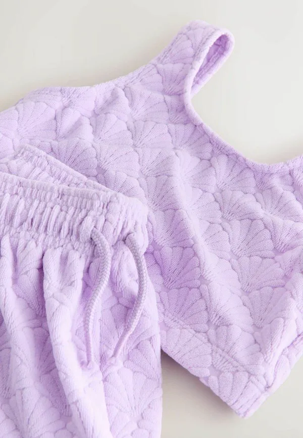 Укороченный топ из махровой ткани стандартного кроя Next, Lilac Purple Shell — фото 3