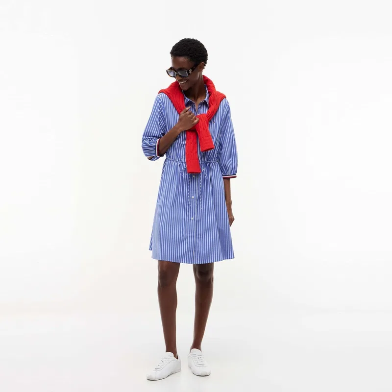 Платье короткое с коротким рукавом Tommy Hilfiger сине-белая полоска — фото 4