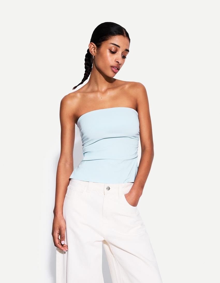 

Эластичный топ-бандо Bershka, голубой