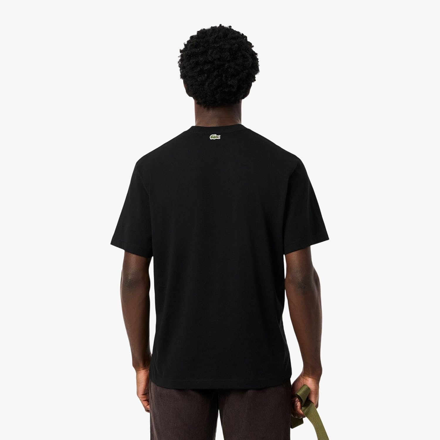Мужская повседневная футболка Lacoste с логотипом Heritage, вышитым нашивками, черный — фото 3