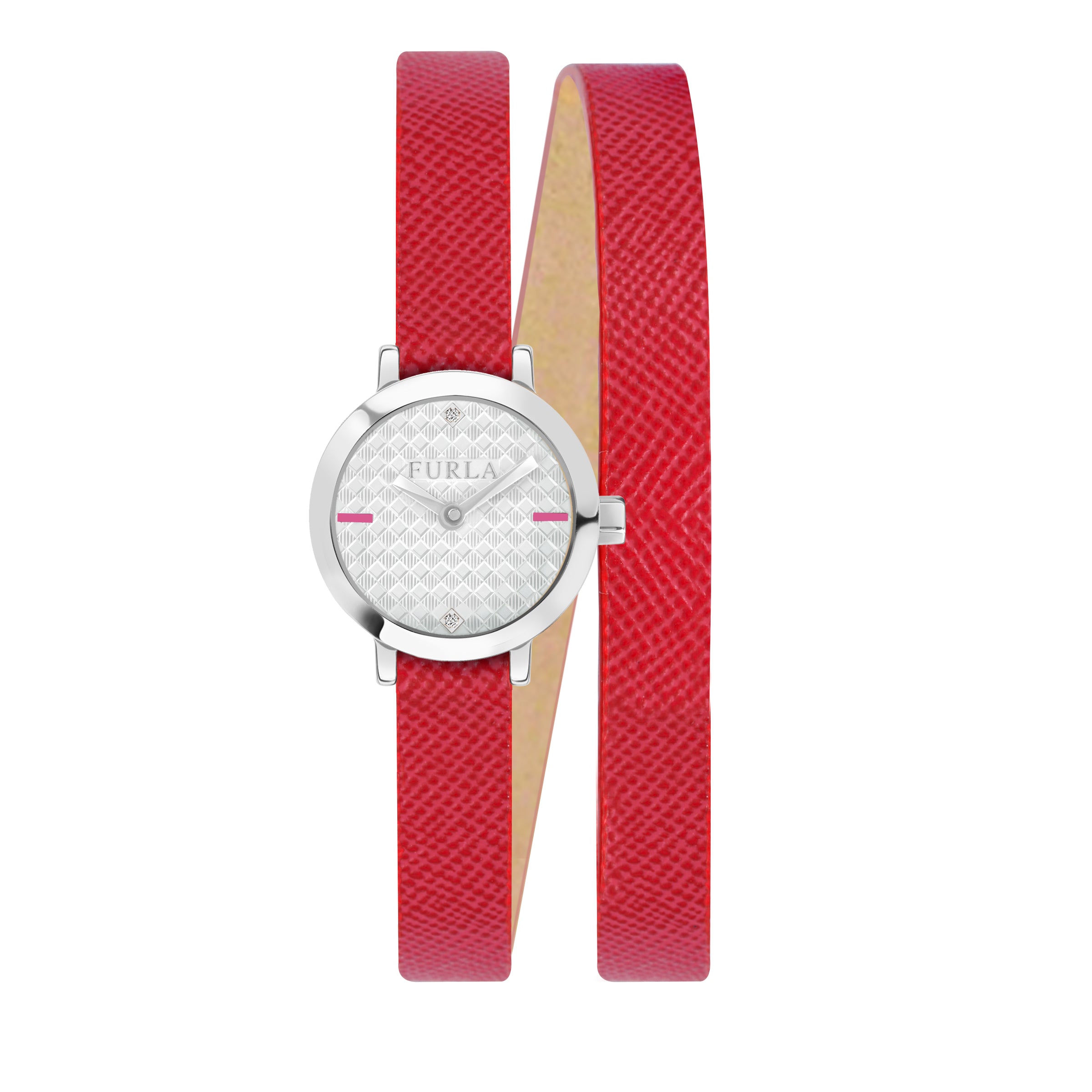 

Женские часы Furla Vittoria с серебристым циферблатом из телячьей кожи, красный