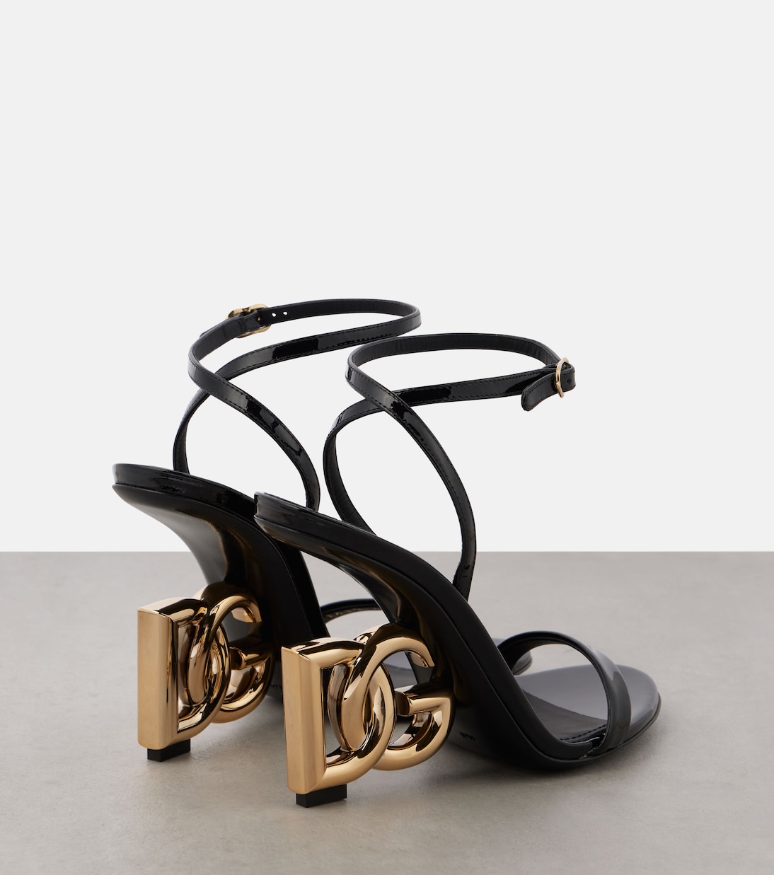 Кожаные сандалии Keira logo с лаковой отделкой Dolce&Gabbana, черный — фото 3