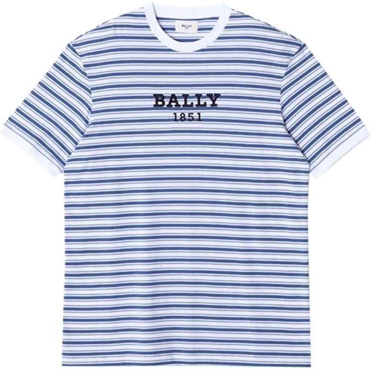 

BALLY Футболка с логотипом и полосками Casual Crew Neck с коротким рукавом Men's Blue, Синий, BALLY Футболка с логотипом и полосками Casual Crew Neck с коротким рукавом Men's Blue