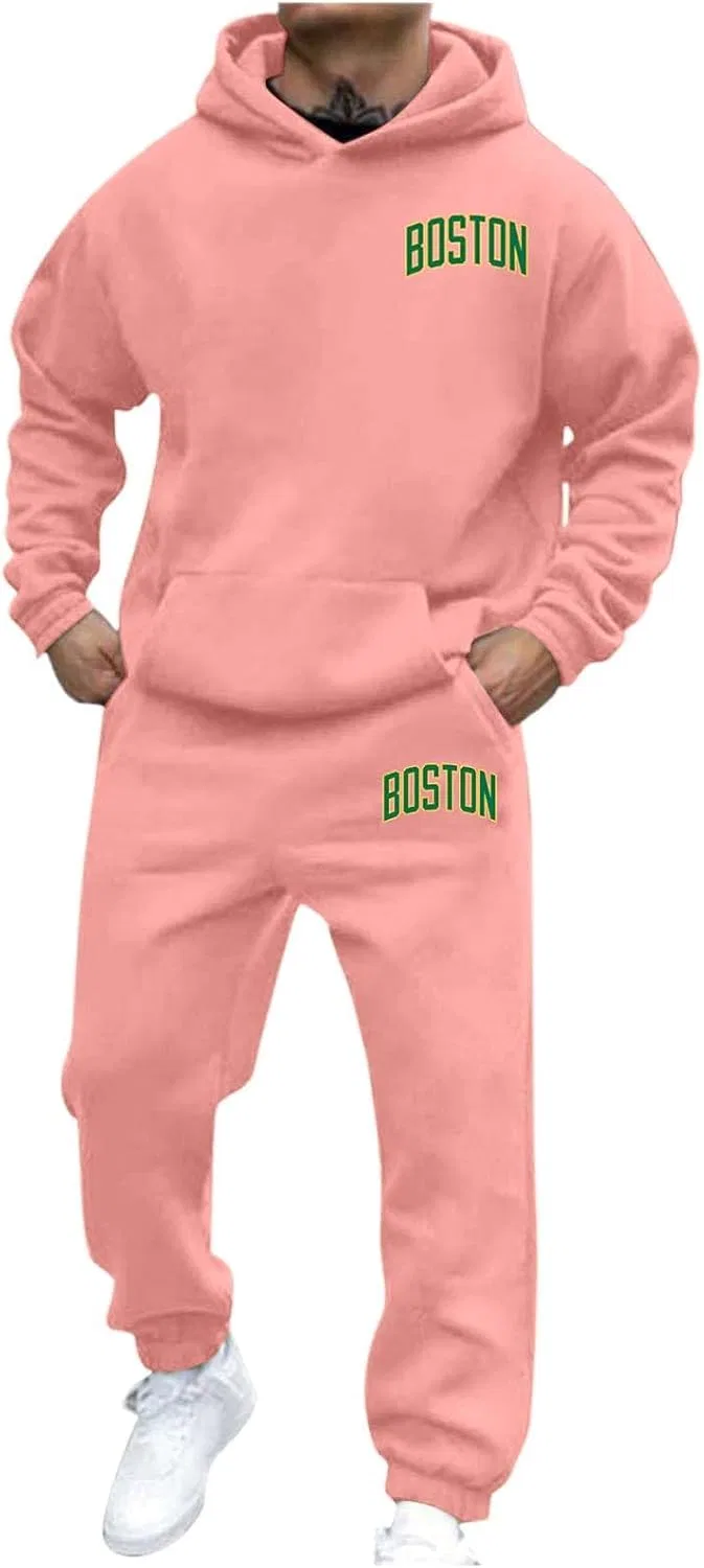 Спортивный костюм с принтом, мужской, Generic, Boston-pink