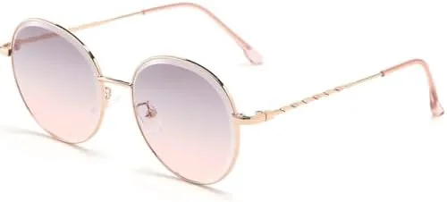 

Круглые солнцезащитные очки большого размера для мужчин, с градиентным переходом цвета, для женщин, в металлической оправе, стильные очки MTZJH, Purple Pink