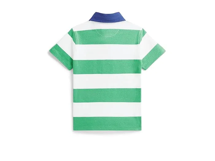 Рубашка-регби поло хлопковая в полоску Polo Ralph Lauren Kids, Plato Green/White — фото 2