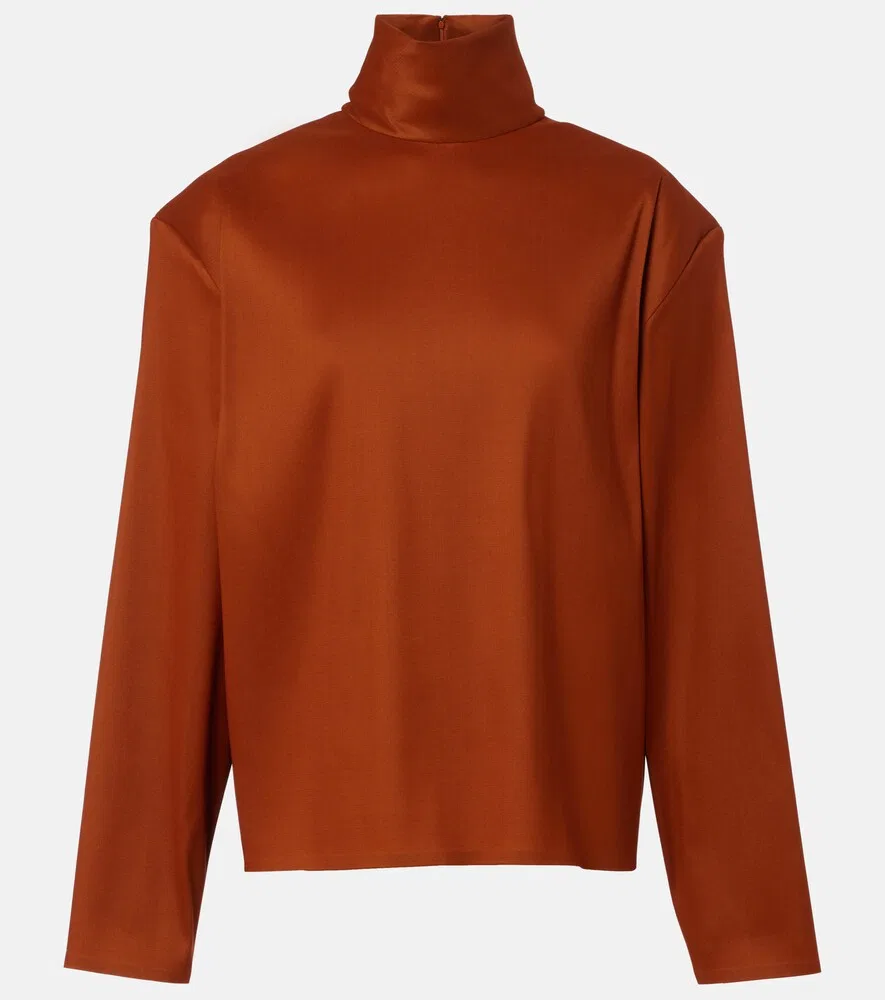 Топ из смесовой шелковой ткани Saint Laurent, оранжевый