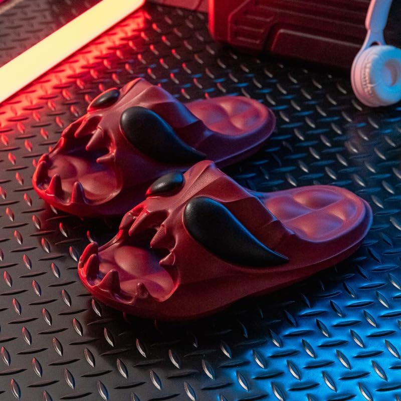 FSwinder Skull Ghost Slides, спортивные сандалии, противоскользящие облачные тапочки для мужчин и женщин, удобные домашние туфли с открытым носком, домашние туфли для открытого пальца, Хэллоуин Skull Slides, толстые мягкие туфли для душа, красны... — фото 2
