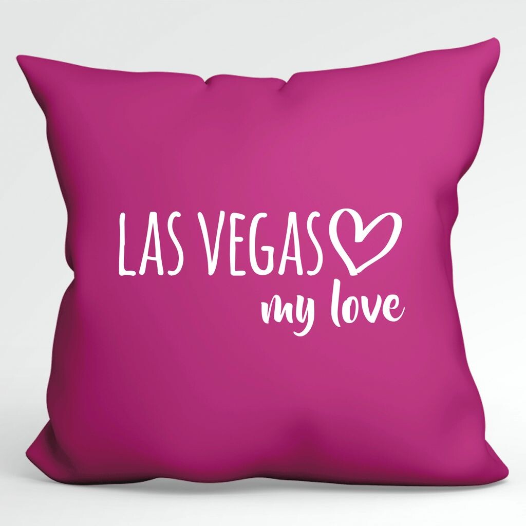 

Huuraa Cushion Las Vegas my love декоративный чехол для подушки без наполнителя, размер 40 х 40 см, цвет фуксии, для всех любителей Лас-Вегаса, США, идея подарка для друзей и семьи Hellweg Druckerei