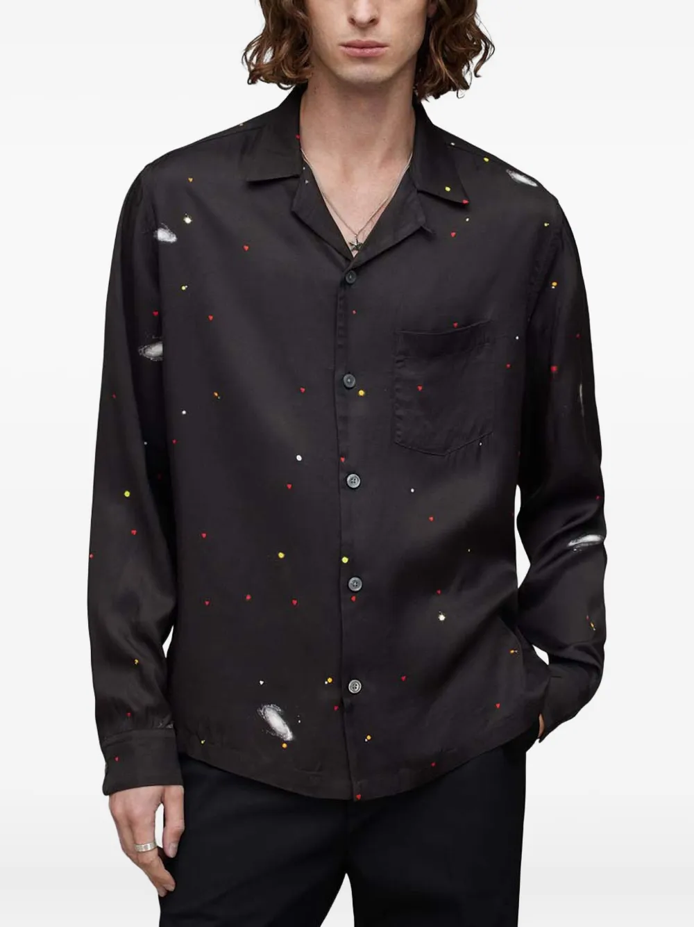 

Рубашка с принтом "галактика" AllSaints, черный