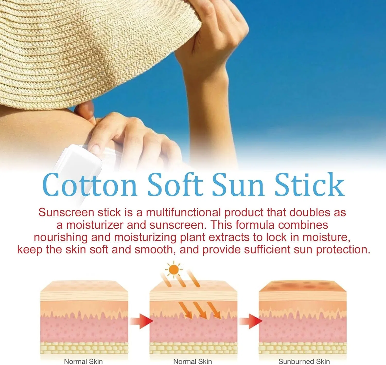 Солнцезащитный стик для лица Cotton Soft, освежающий, увлажняющий, розовый Generic — фото 4