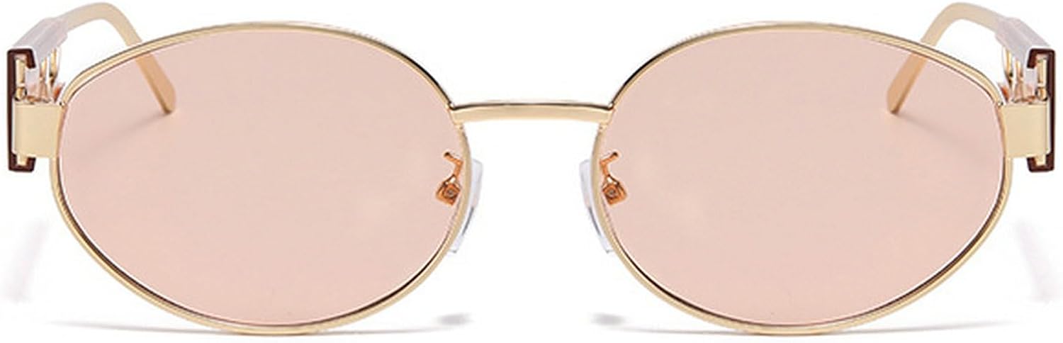 

Ретро-солнцезащитные очки-пилот в металлической оправе, овальные, для женщин и мужчин, винтажные круглые солнцезащитные очки, роскошные очки в стиле 90-х с зелеными линзами, мужские панк-очки mincl, Champagne