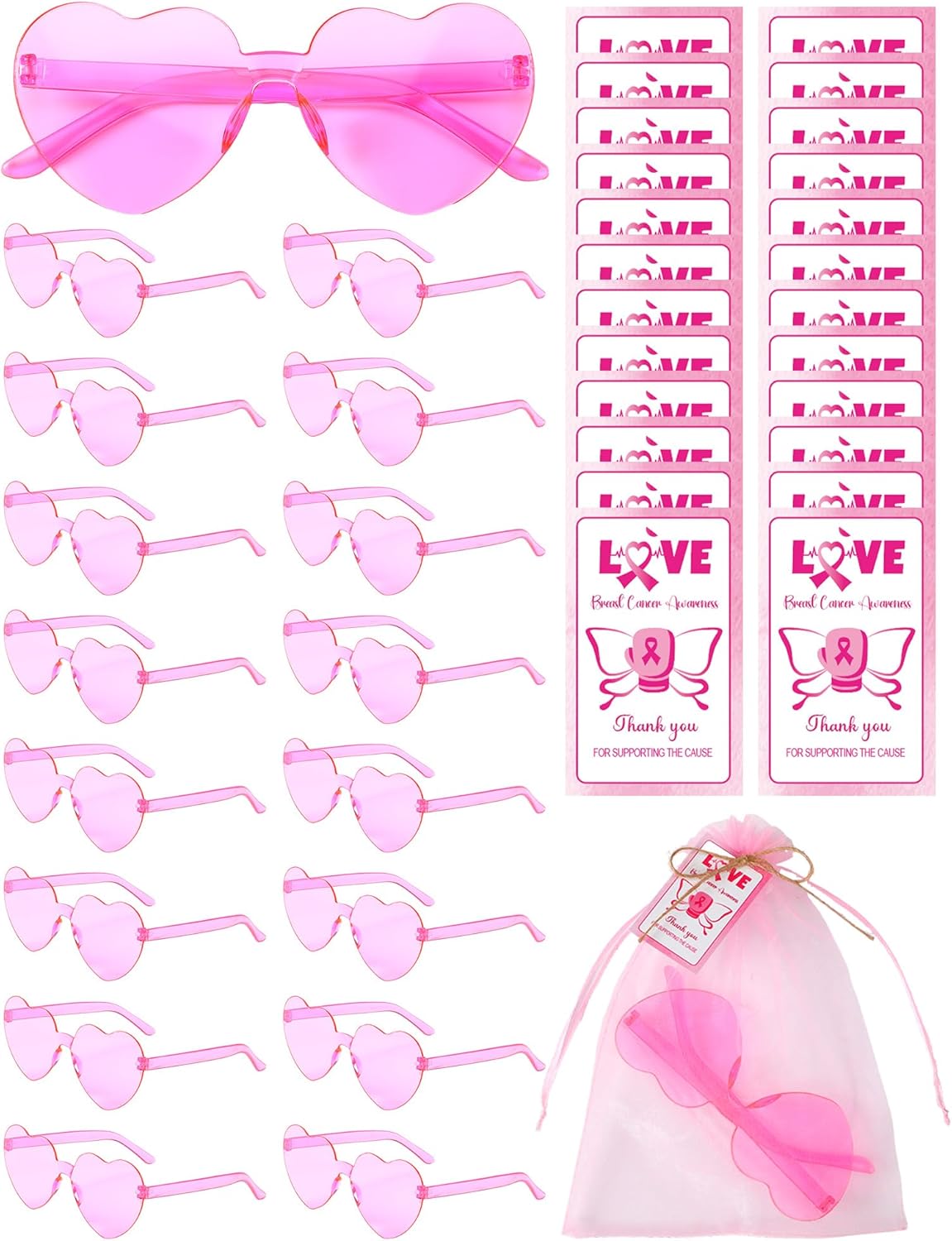 

Подарки в поддержку осведомленности о раке груди, аксессуары для солнцезащитных очков оптом, розовые очки в форме сердца, подарок для человека, пережившего рак груди Tellegloww, Pink