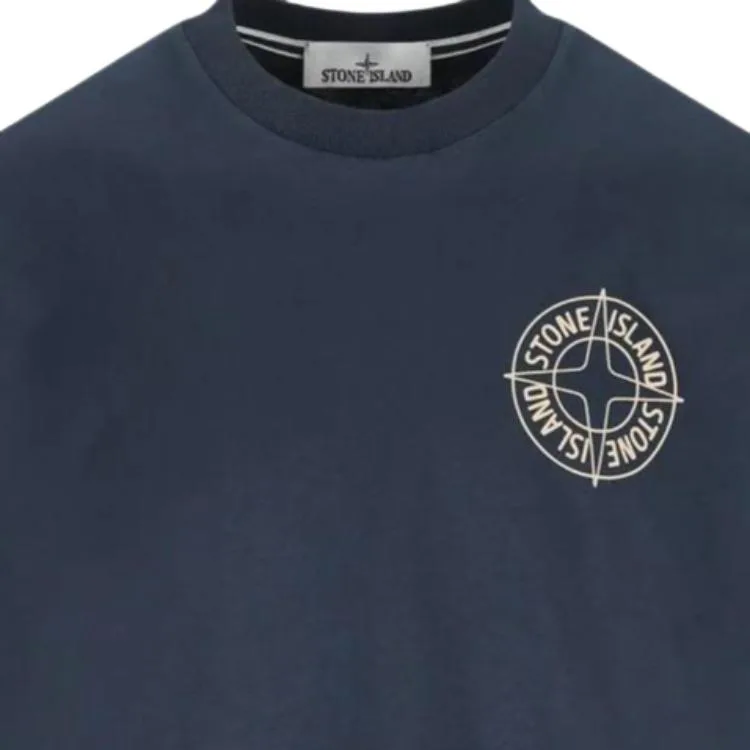 Хлопковая футболка с логотипом STONE ISLAND, морской синий — фото 4