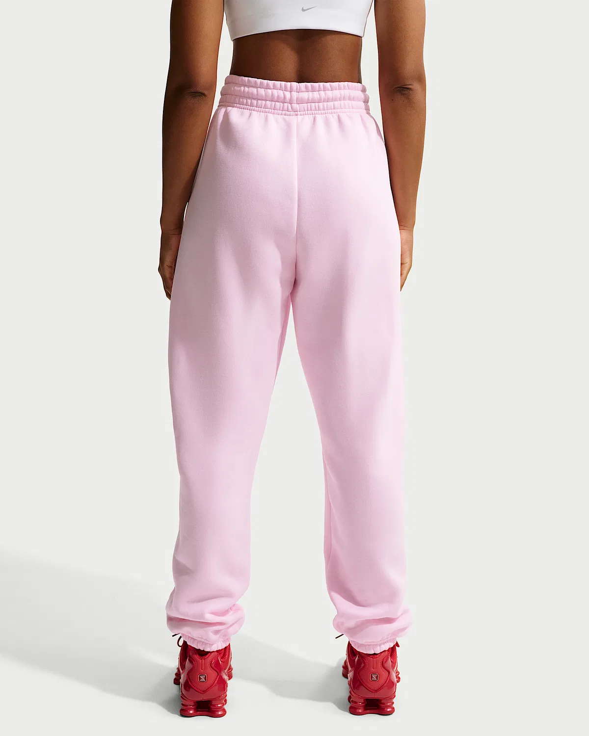 Женские свободные спортивные штаны с завышенной талией Nike Sportswear Phoenix Fleece, Pink Foam/Sail — фото 3