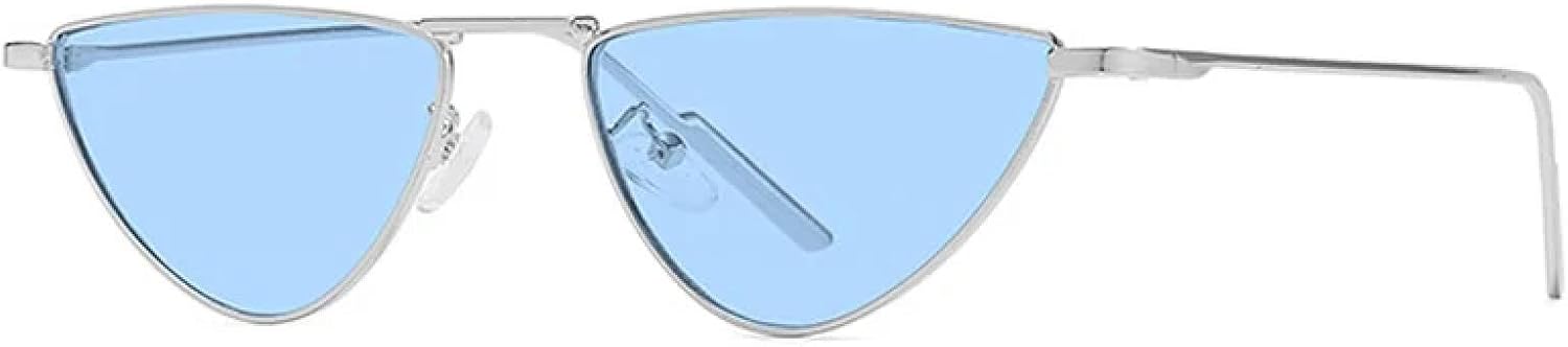 

Панк-металлические солнцезащитные очки «кошачий глаз» для женщин и мужчин, винтажные солнцезащитные очки, модные женские очки «кошачий глаз», золотисто-черные очки с защитой от УФ-излучения UV400 TKKTLLT, Silver-blue