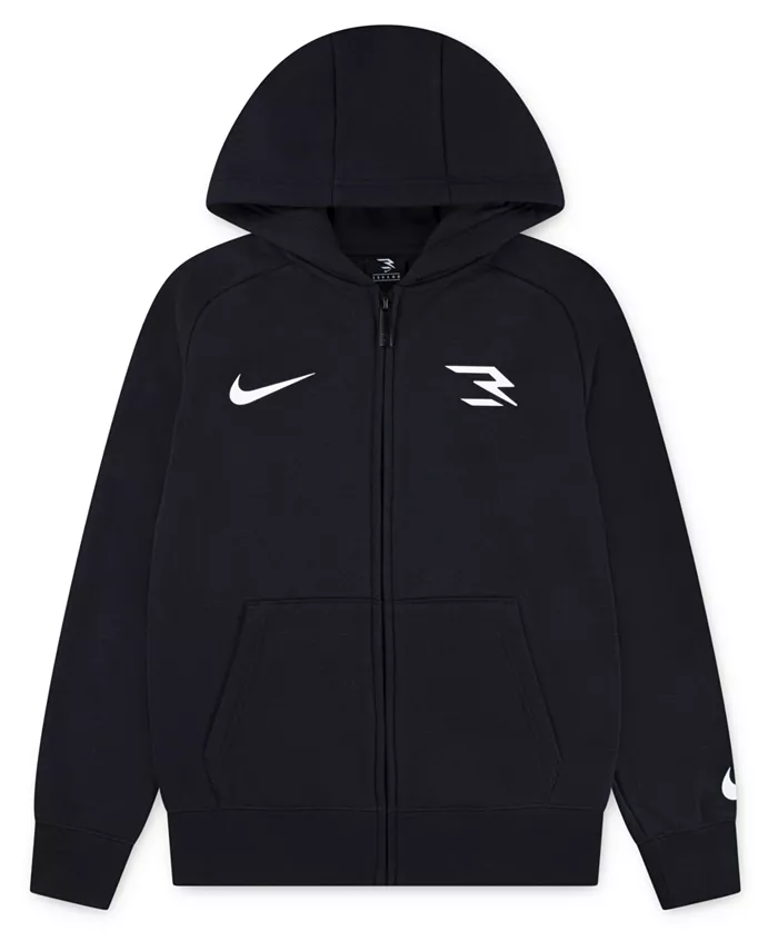 

Толстовка с капюшоном на молнии для больших мальчиков из флиса Nike 3BRAND by Russell Wilson, черный