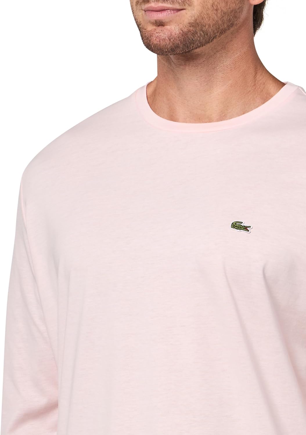 Мужская футболка Lacoste с круглым вырезом и длинным рукавом, классическая посадка, Flamingo — фото 3