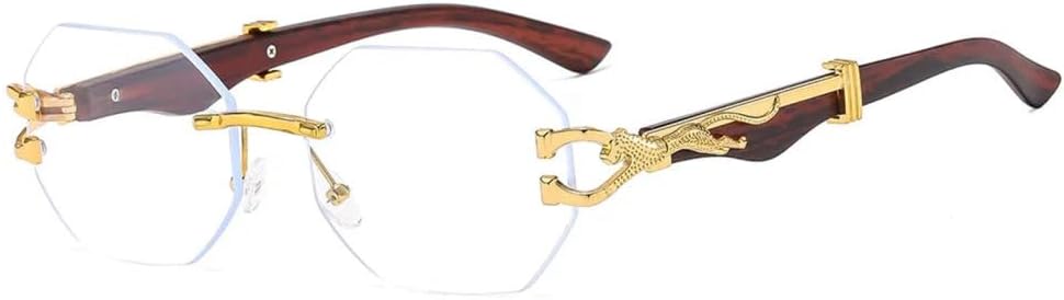 

Солнцезащитные очки без оправы с золотым леопардовым принтом, восьмиугольные, для женщин и мужчин, роскошные винтажные солнцезащитные очки, популярные панк-очки для активного отдыха generic, Clear