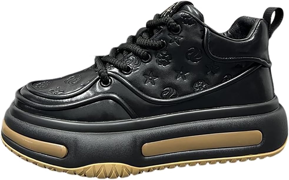 

Мужские массивные кроссовки, дышащие, с противоскользящей подошвой, повседневные кожаные кроссовки, устойчивые к истиранию, для ходьбы Lexamen, черный