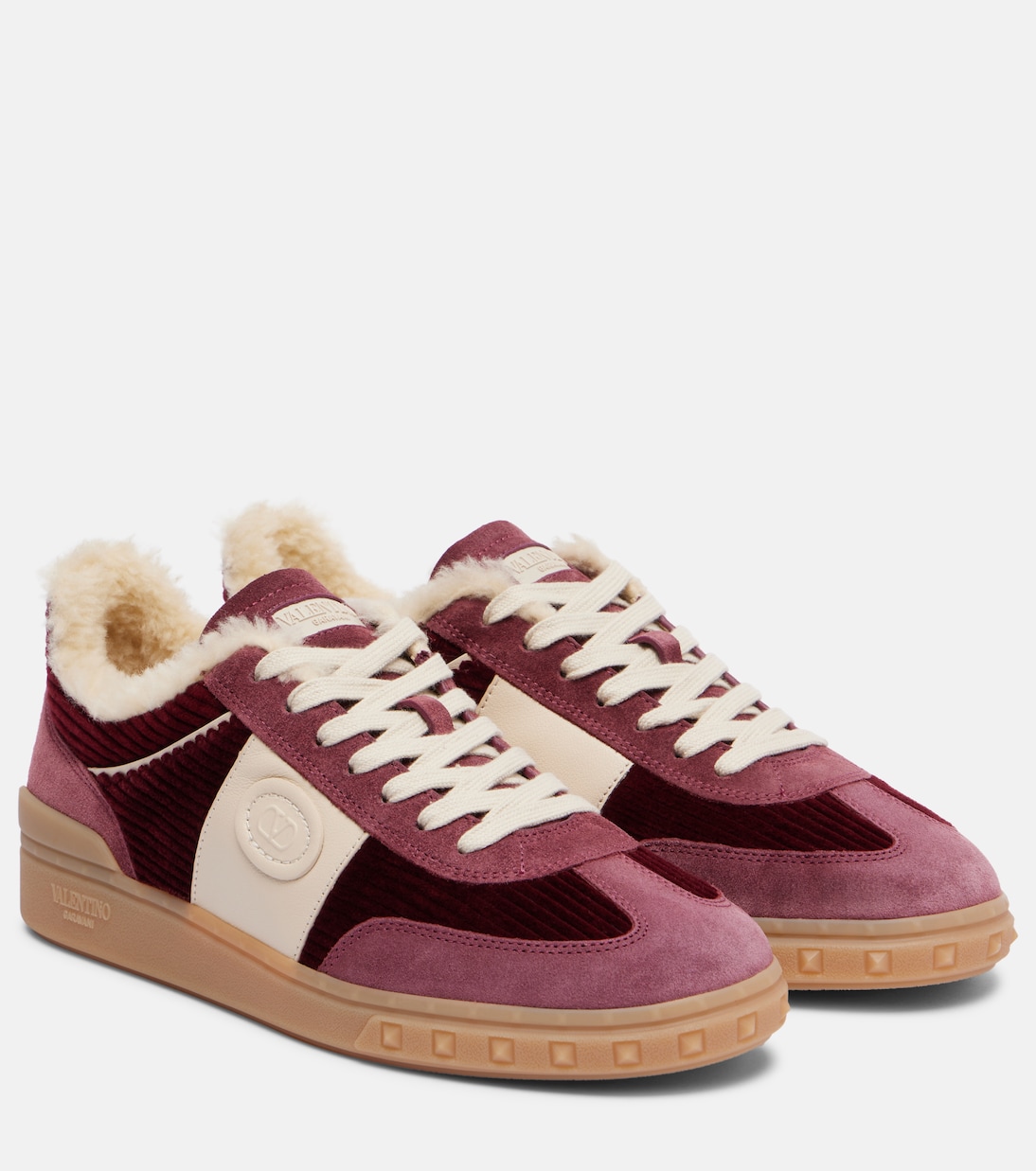 Кроссовки Upvillage из замши и вельвета Valentino Garavani, Bordeaux