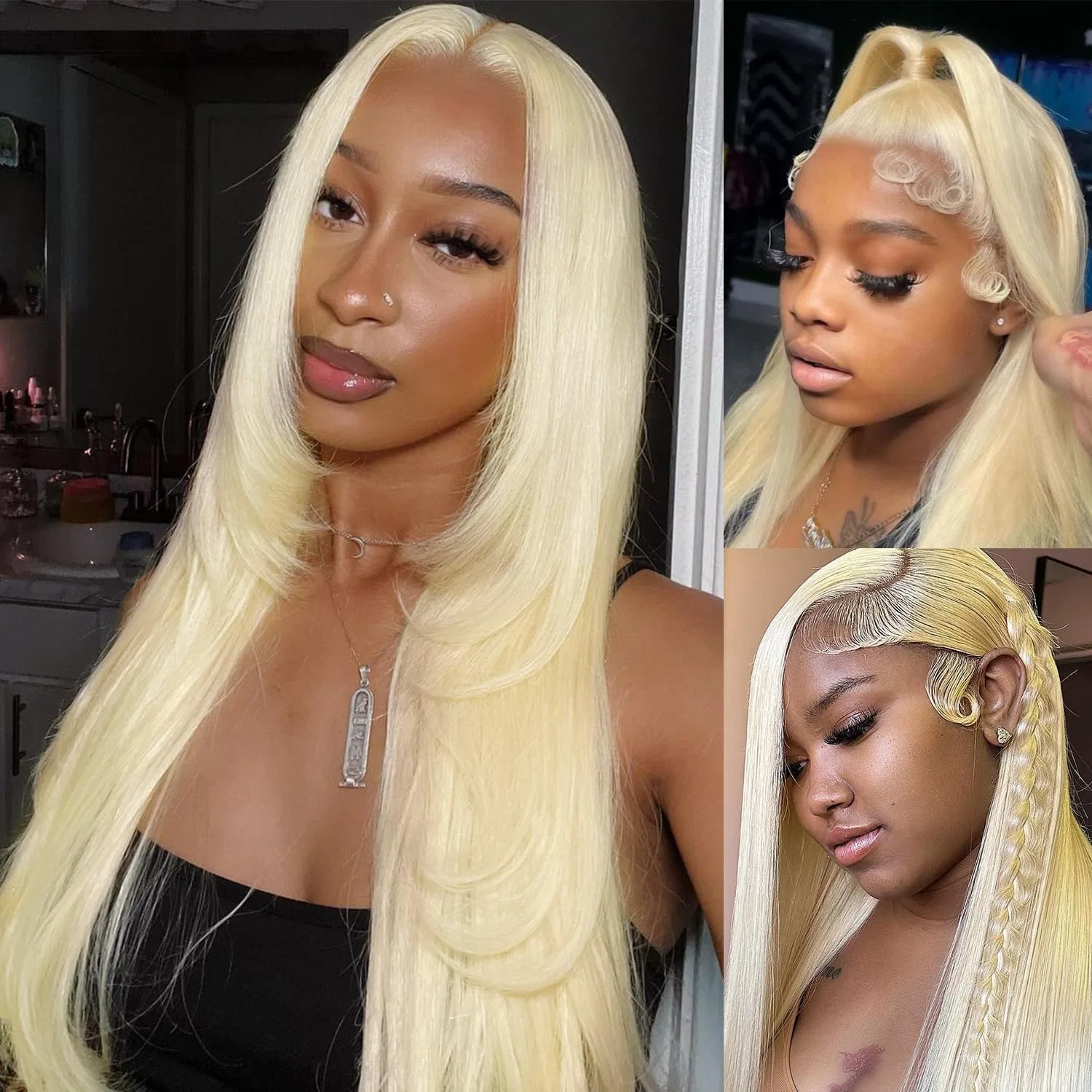 Блондинистый парик из натуральных волос 613, 13x4 Lace Frontal, 16 дюймов Classine, Blonde