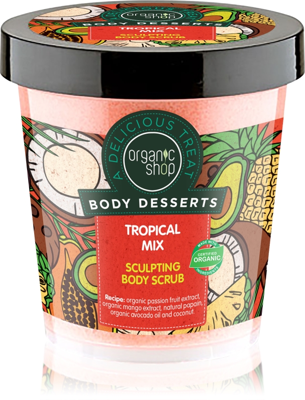 

Десерты для тела тропический микс скраб для похудения тела Organic Shop, 450 мл