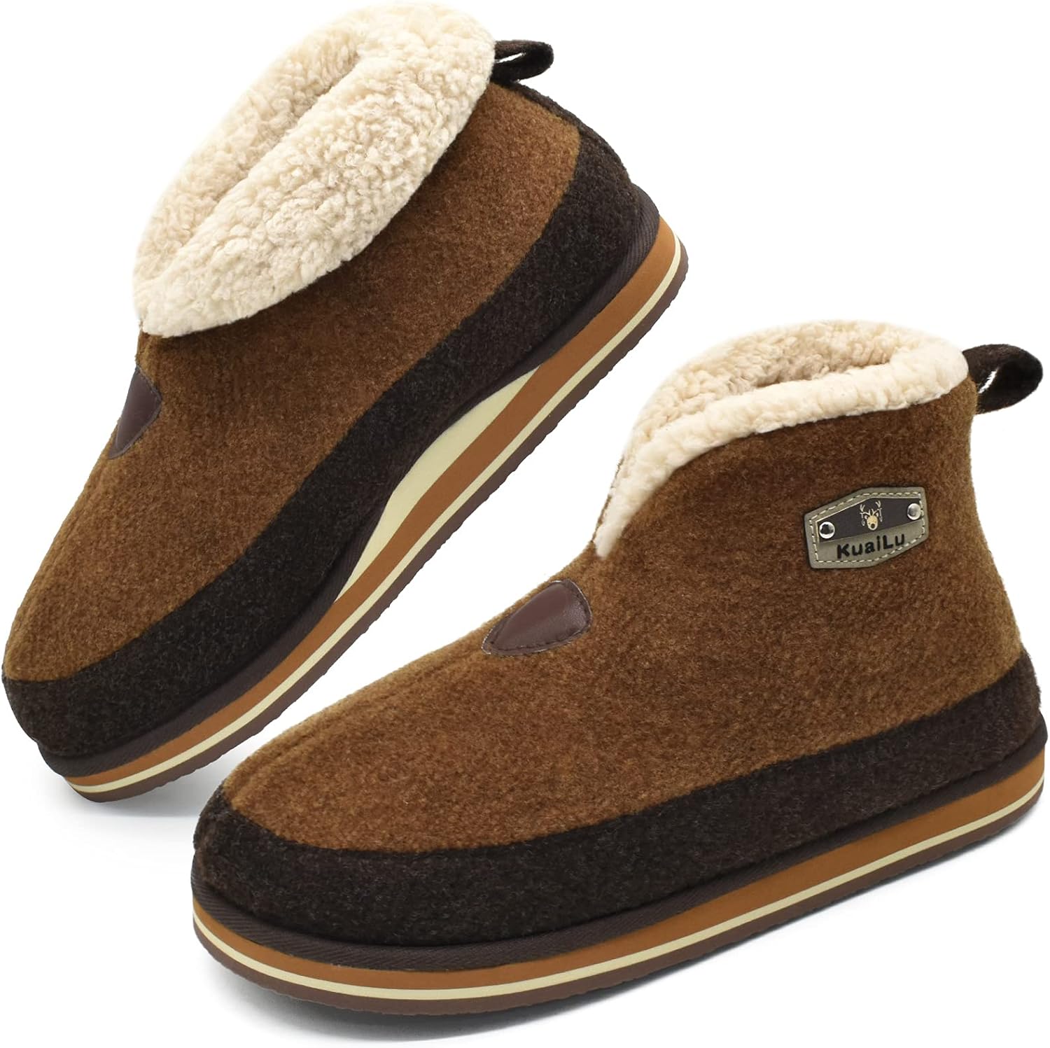 

Мужские домашние тапочки KuaiLu, сапожки с эффектом памяти, теплые плюшевые, зимние, войлочные, для дома и спальни, носки-тапочки для улицы и дома, нескользящие, хаки