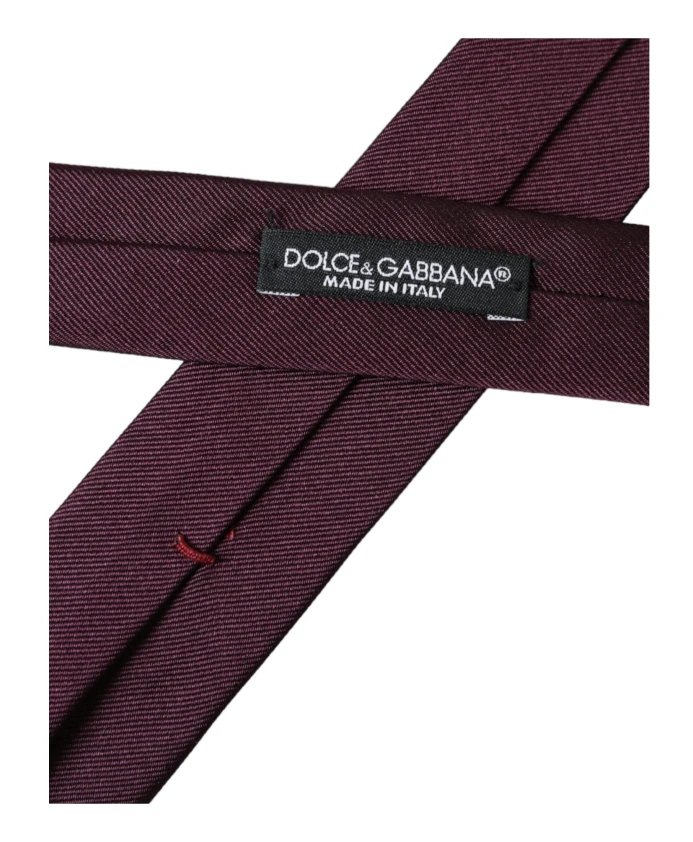 Шелковый галстук бордового цвета с логотипом Dolce & Gabbana, красный — фото 4