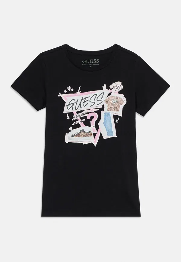 Футболка детская Guess Kids teens ss t-shirt_logo print t-shirt, цвет черный — фото 3