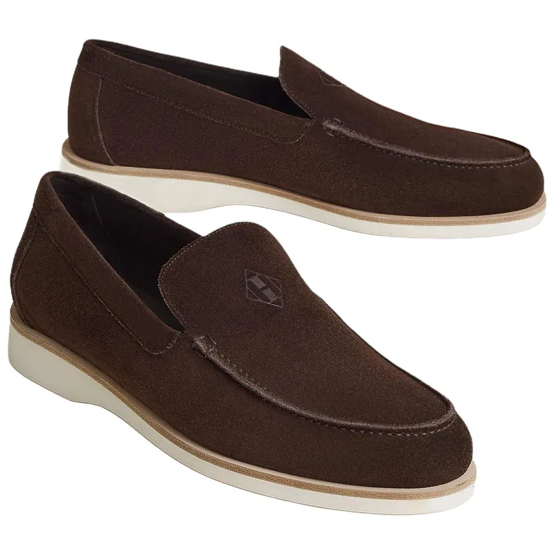 Повседневные туфли из замши HERMES Original Shoe Box Included коричневый — фото 4