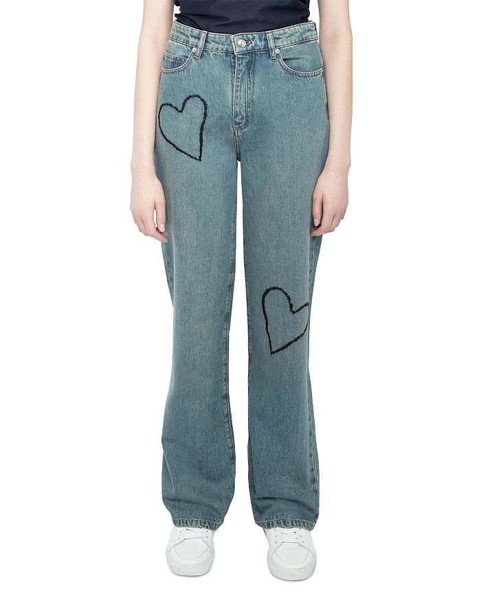 

Джинсы Elio Heart с высокой посадкой, светло-голубые Zadig & Voltaire, синий