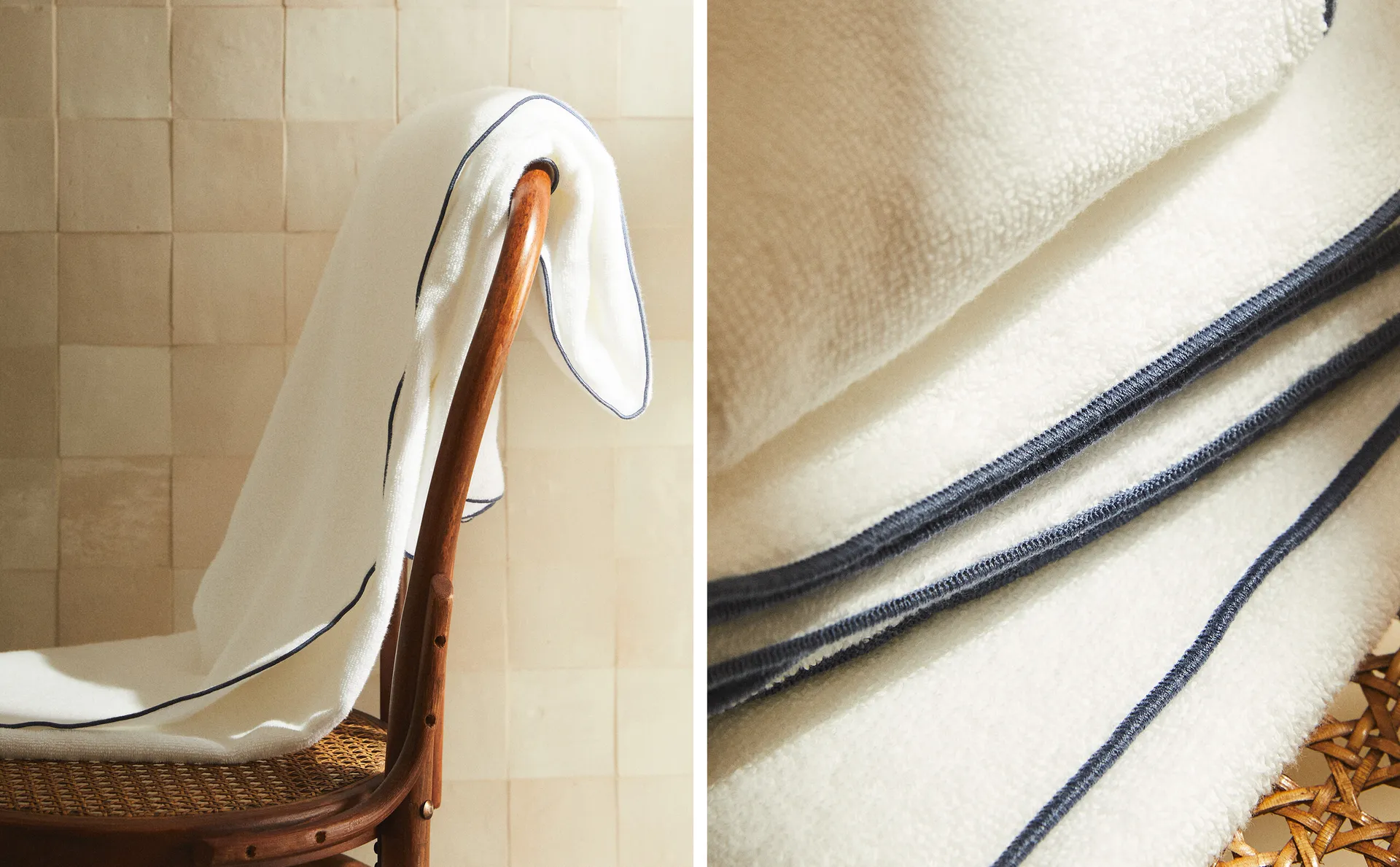 

Хлопковое полотенце с оверлоком Zara Home, цвет Petrol Blue