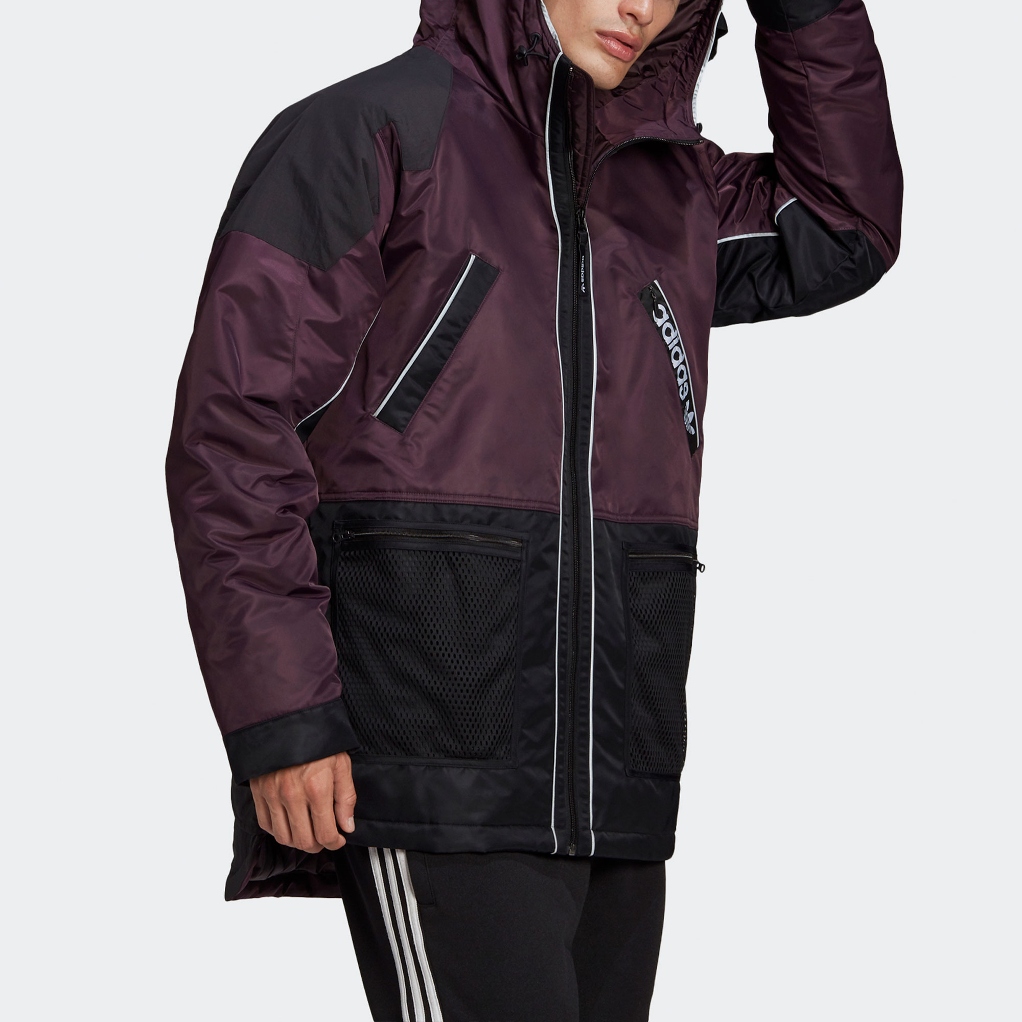 Ярко-розовая красная флуоресцентная куртка пуховик Adidas Originals — фото 4