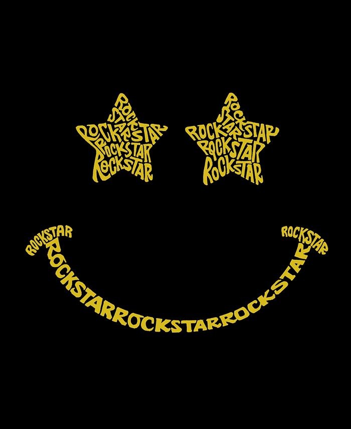Мужская футболка с длинным рукавом Rockstar Smiley Word Art LA Pop Art, черный — фото 3