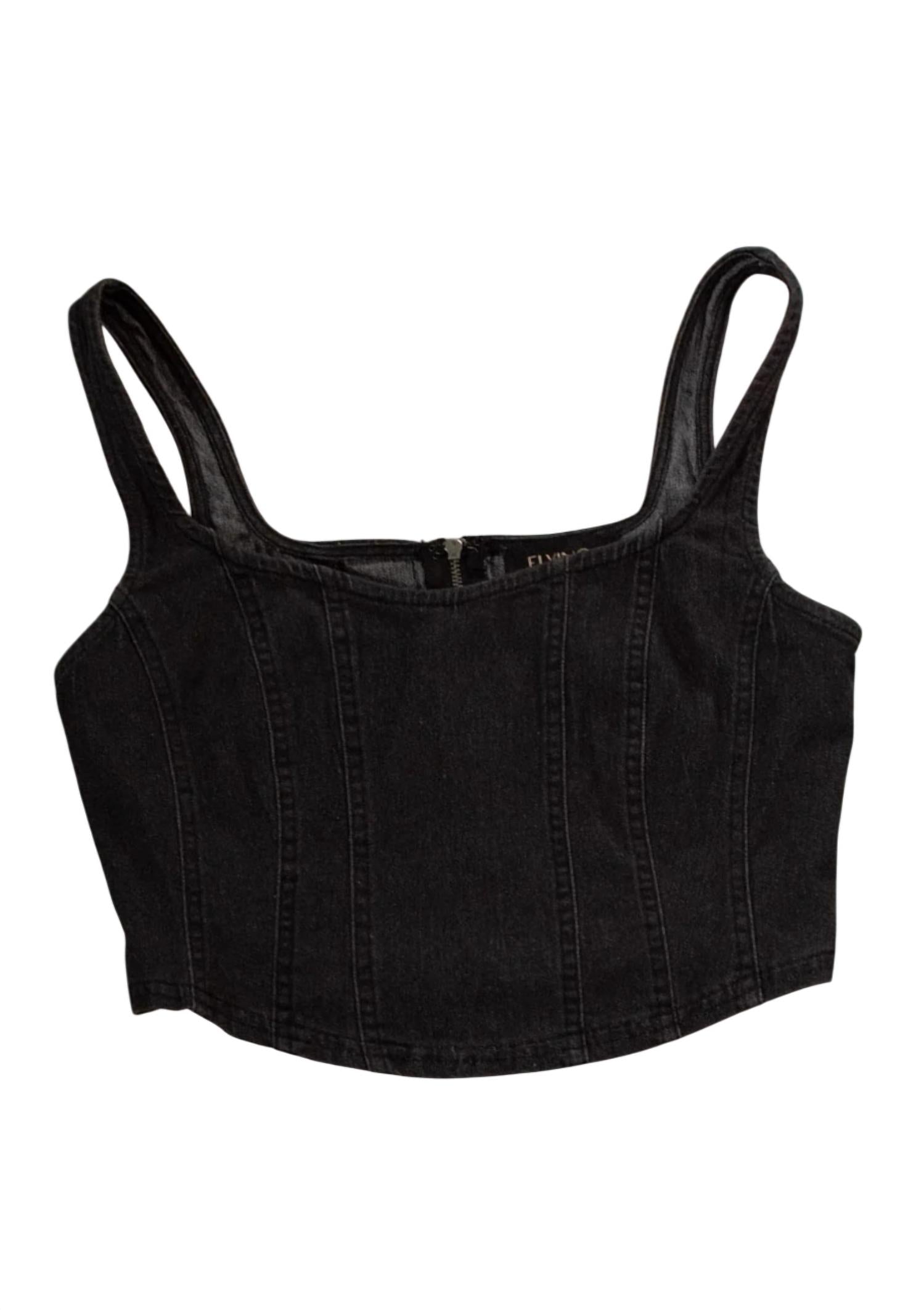 

Женский укороченный топ Tommie в черном цвете FLYING TOMATO