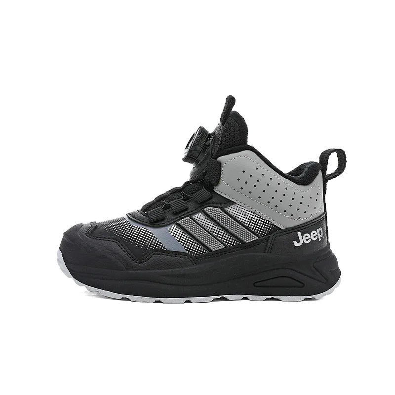 Детские кроссовки для бега mid top с защитой от ударов Jeep, Simple Black (Fleece-Lined Thin Cotton)