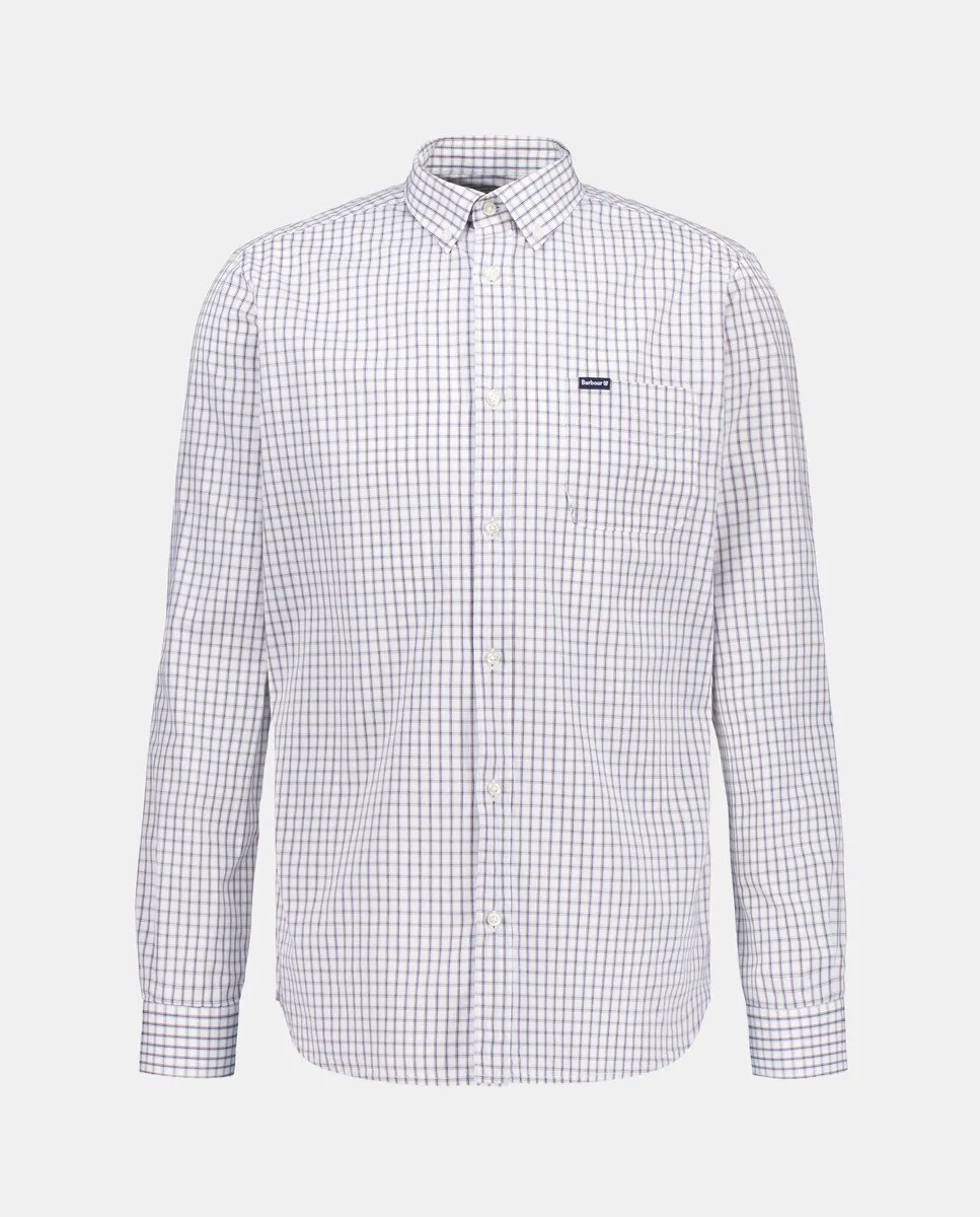 

Мужская клетчатая рубашка с длинными рукавами и карманом Barbour, белый