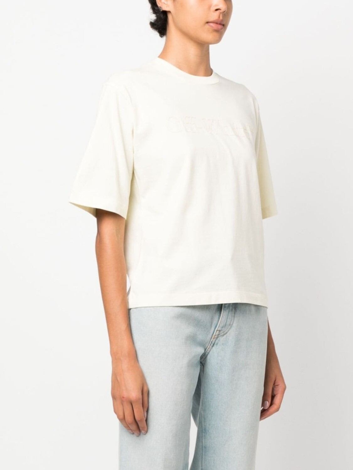 Футболка Off-White Logo Embossed Cotton, светло-бежевый — фото 3