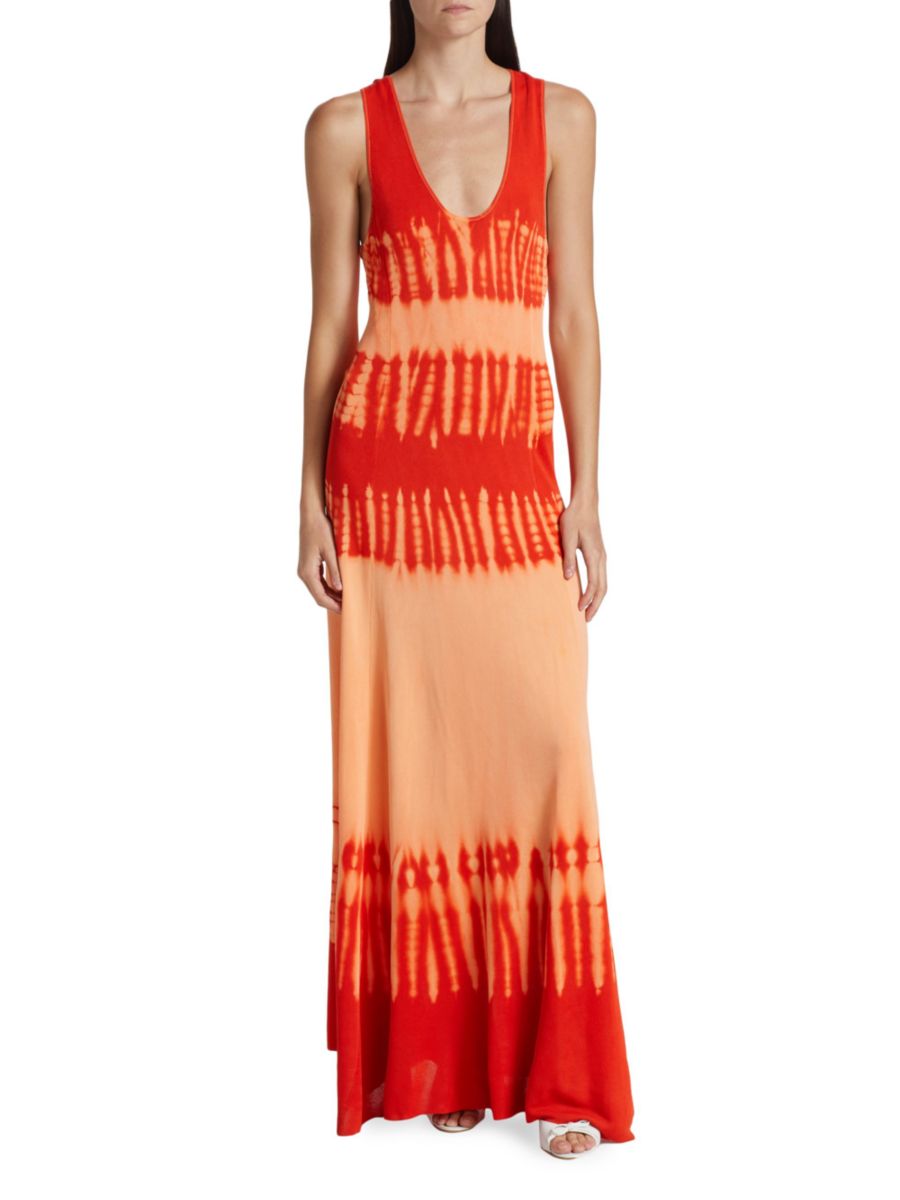 

Платье макси с V-образным вырезом в стиле тай-дай Proenza Schouler, цвет Orange Multi
