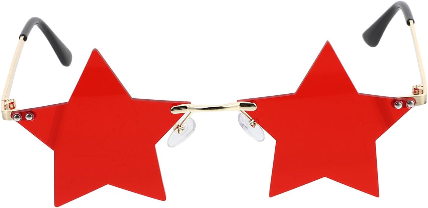 

SAFIGLE 2 пары солнцезащитных очков в форме звезды без оправы для женщин. Уникальные модные очки необычной формы. Креативные декоративные очки для вечеринок и мероприятий. Аксессуар для костюмов. Линзы в оправе, Redx2pcs